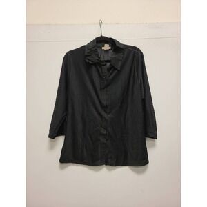 Mine USA Shirt 3XL Black Button Down Top Menswear Three Quarter Sleeve USA